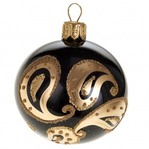 Kugel Weihnachtsbaum aus Glas schwarz Dekoration golden 6 cm