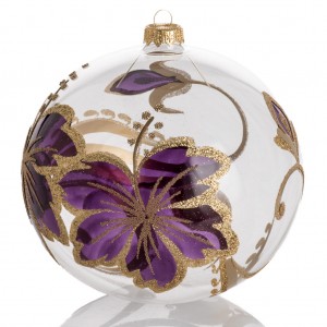 Tannenbaumkugel Glas golden und violett Dekorationen, 15cm