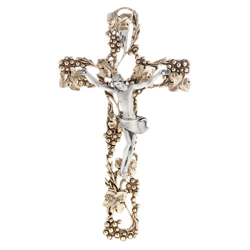 Kruzifix mit Trauben und Zweige aus Metall 24cm.