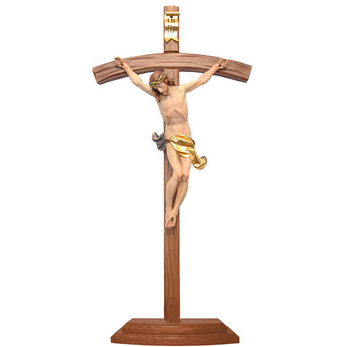 Kruzifix mit kurven Kreuz Grodnertal Holz