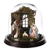 heilige familie in glasglocke mit engel neapolitanische krippe
