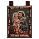 Wandteppich Heiliger Josef mit Lilie 50x40 cm