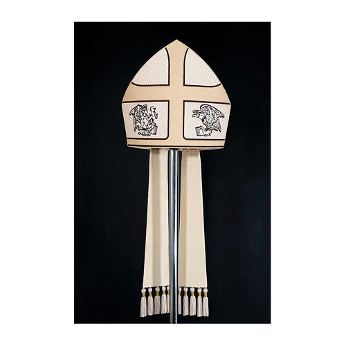 Mitra aus Wolle mit Lurex „Vier Evangelisten“, Atelier Sirio