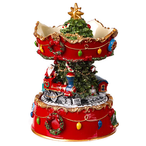 Spieluhr, Weihnachtsmann auf Zug, 15x10x10 cm