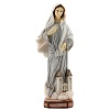 Bemalte Madonna von Medjugorje aus Marmorstaub mit Kirche von St. Jakob, 20 cm 